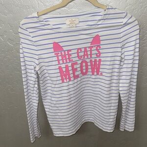 Kate Spade Pink and Blue Striped Cat's Meow Shirt